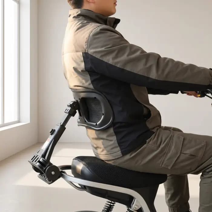 Soutien dorsal réglable pour trottinette avec fixation par pince