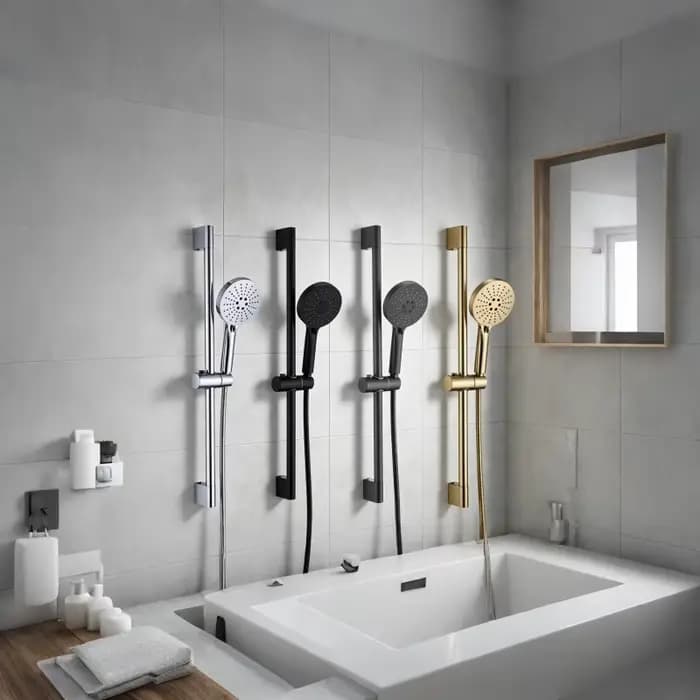 Barre de douche coulissante murale réglable avec tuyau et douchette