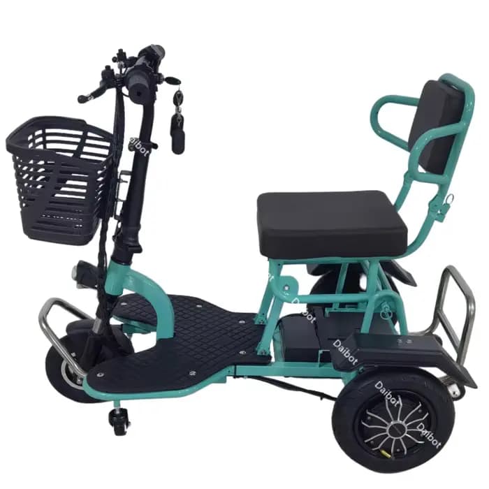 Tricycle électrique pliant avec panier amovible et batterie antivol avec serrure pour personnes âgées