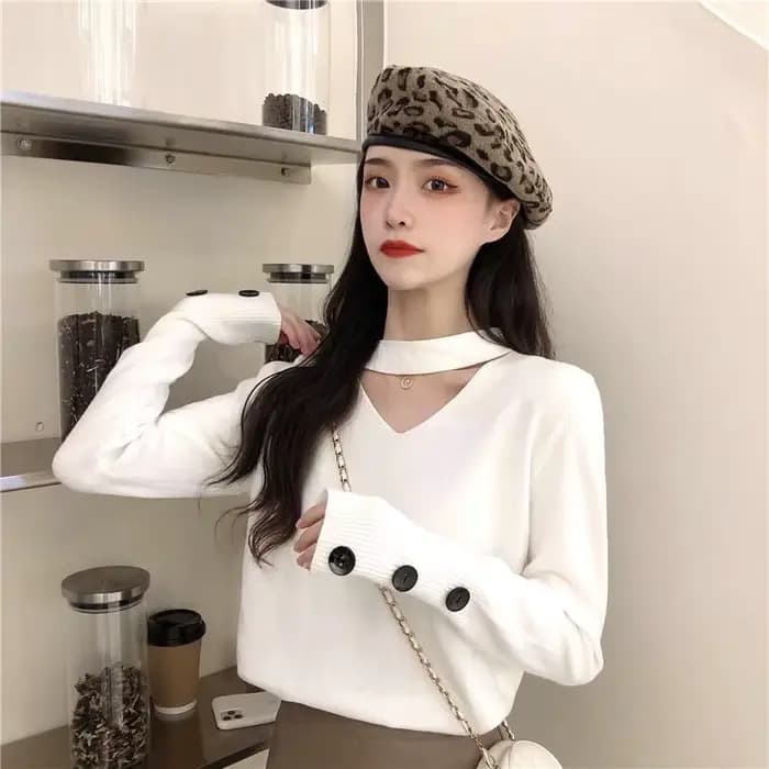 Pull à col licou pour femmes, col en v, Sexy, nouveau haut avec chemise à Base tricotée à manches longues, Slim, à la mode, automne hiver 2025