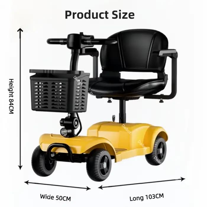 Trottinette électrique âgée pliante à quatre roues 300W avec siège 360 ° Accoudoir réglable rotatif pour scooter de mobilité de voyage pré-assemblé