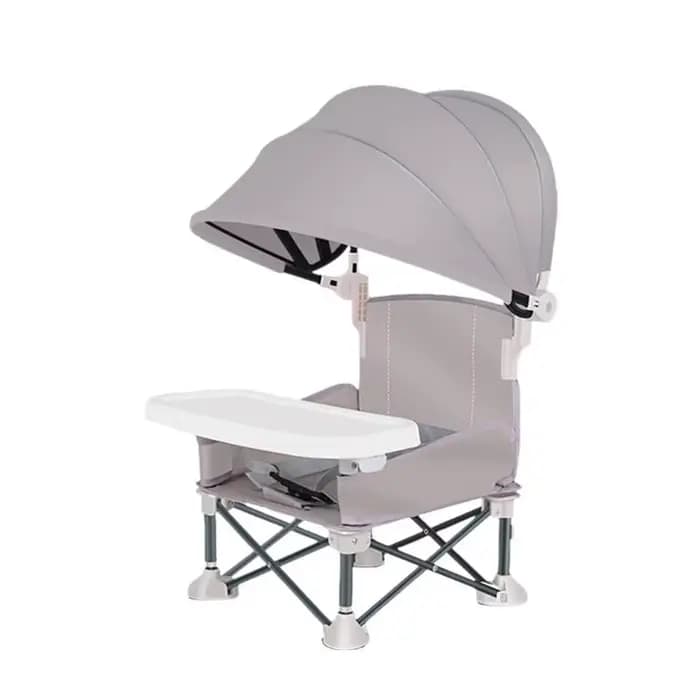 Chaise d'alimentation Portable pour bébé, siège surélevé pliant avec parasol, chaise d'alimentation et plateau amovible pour voyage, pelouse, plage, extérieur