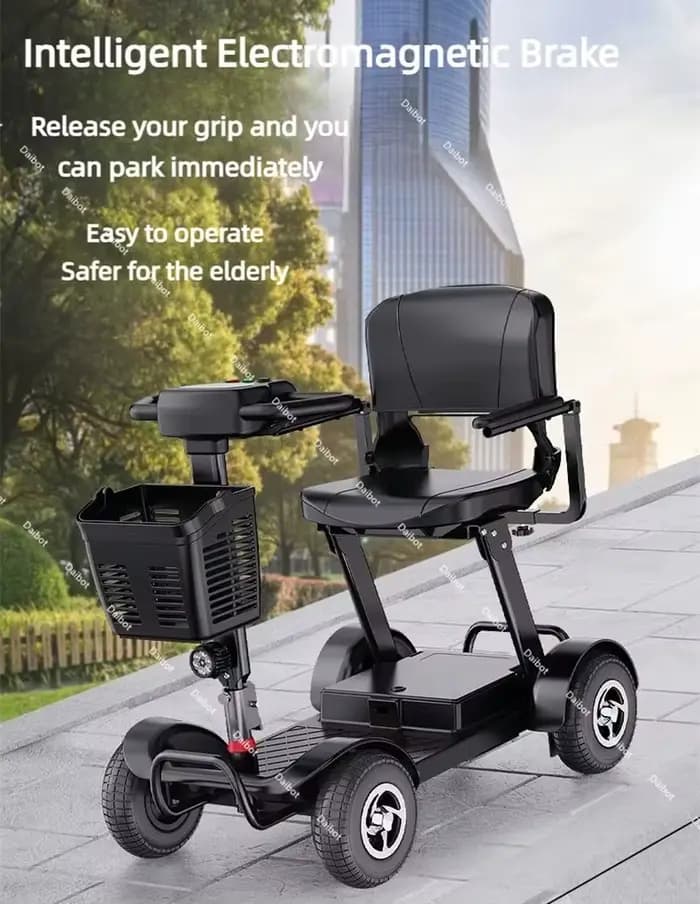 Scooter électrique pliable 4 roues pour adultes avec panier