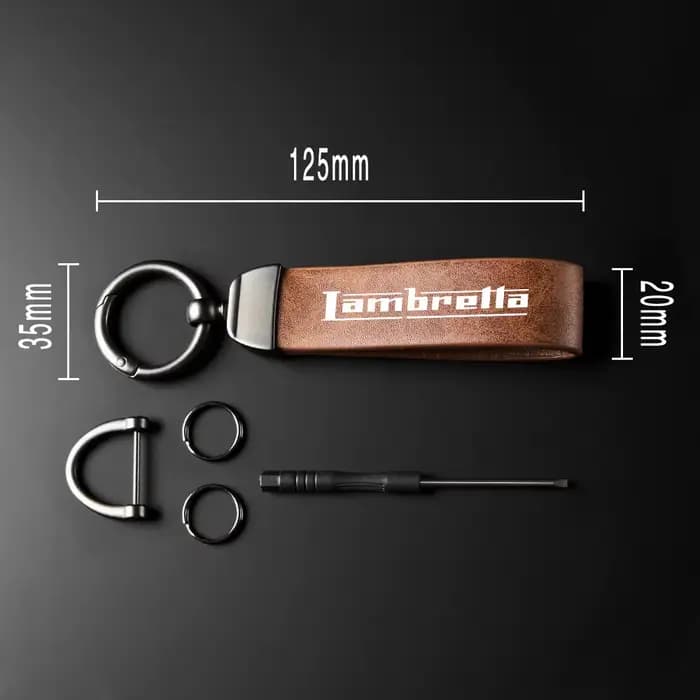 Porte-clés en cuir et fibre de carbone pour moto Lambretta G350 Special X300 V200 V-Special Barona, porte-clés en daim de haute qualité avec Logo