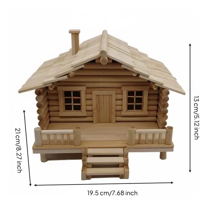 Modèle de construction 3D en bois, kit de maison en bambou DIY, jeu de construction artisanal, maison confortable, modèle de cabane en rondins miniature pour enfants et adultes, cadeau