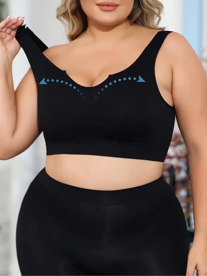 Soutien-gorge grande taille pour femme, sous-vêtement confortable, sans armatures, froncé pour fermer le toucher latéral et éviter l'affaissement