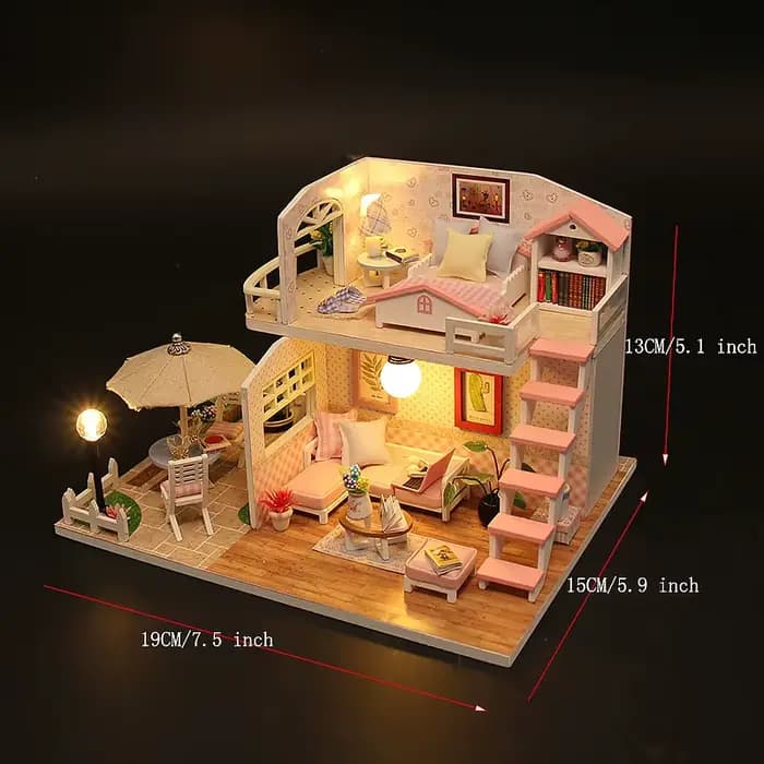 Kits de modèles de construction en bois à monter soi-même, maison de poupée miniature en bois, maisons de poupées assemblées, jouets de décoration pour la maison, cadeaux d'anniversaire