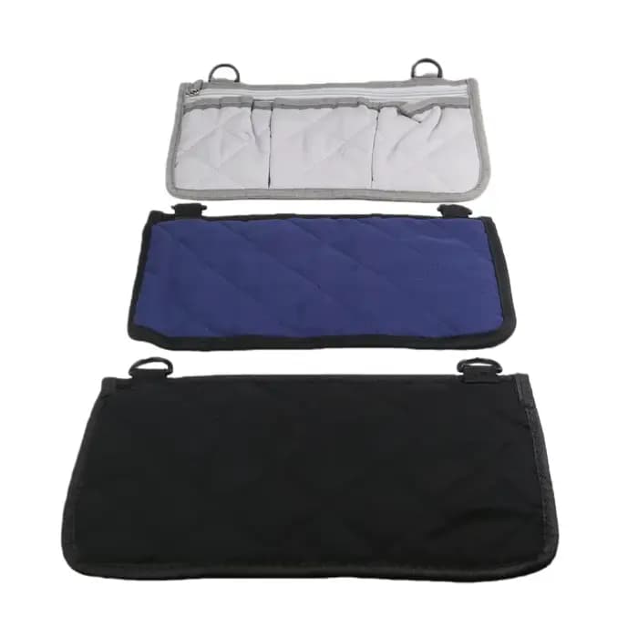 Sac de rangement pour accoudoir de fauteuil roulant avec bande réfléchissante