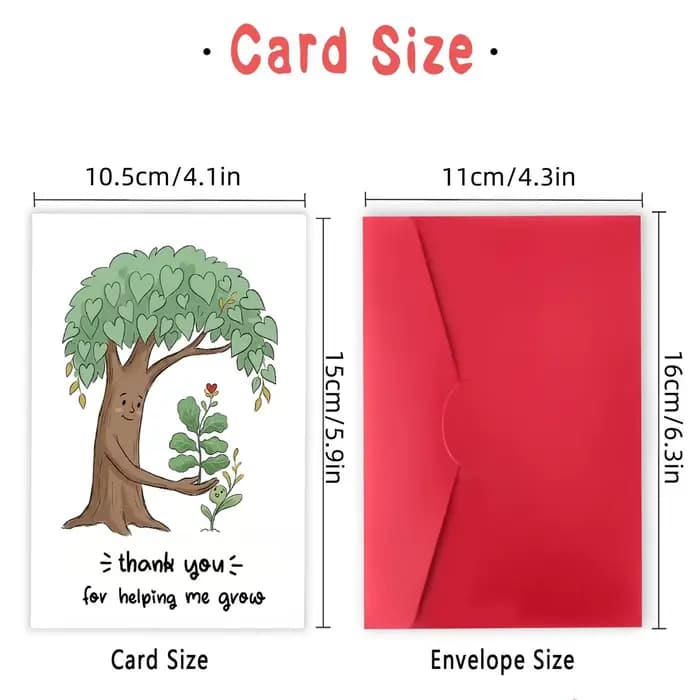 1 carte de remerciement sincère « Merci de m'avoir aidé à grandir » avec enveloppe, idéale pour les enseignants, les mentors, les entraîneurs – Exprime une gratitude profonde