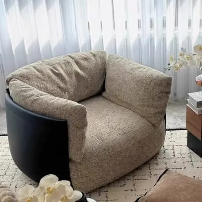 Fauteuils de salon occasionnels pour balcon, Tatami, fauteuils de salon marron de luxe, pouf, fauteuils baril, mobilier nordique