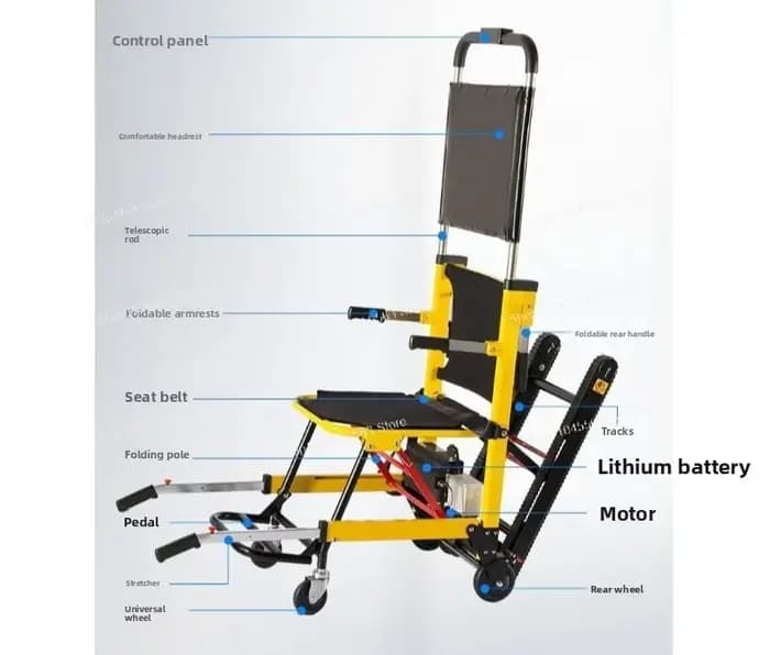 Fauteuil roulant électrique pour monter les escaliers – Chaise de transport pliable à grandes roues pour personnes âgées et handicapées, utilisation facile sur les escaliers