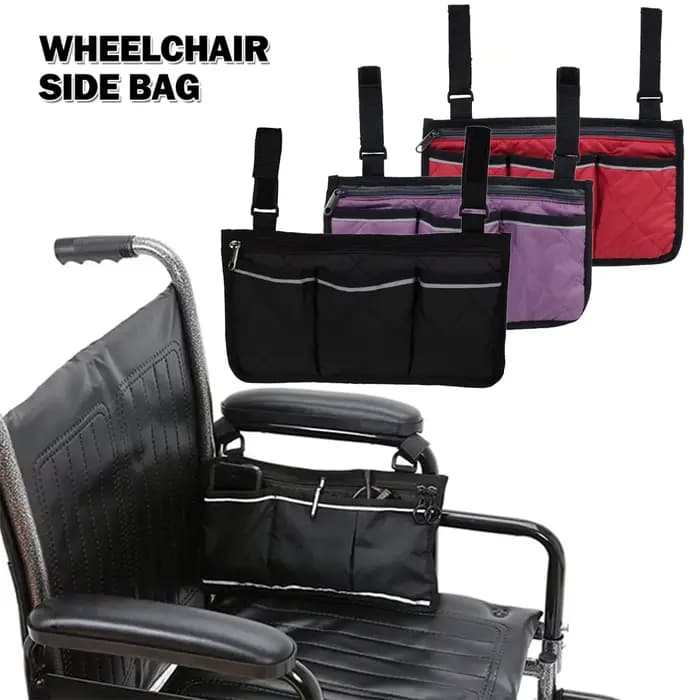 Sac de rangement latéral pour accoudoir de fauteuil roulant