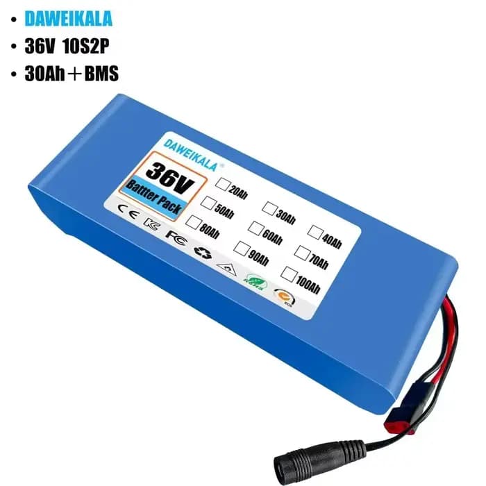 Batterie au lithium pour scooter électrique, 10S2P, 36V, 30000mAh, 500W