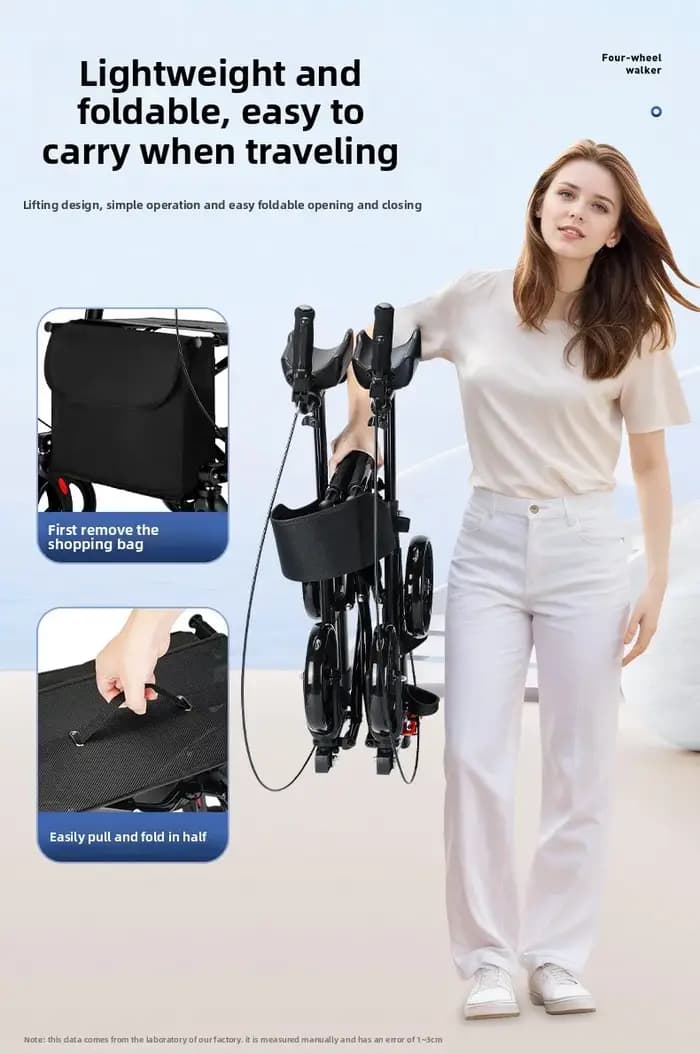 Déambulateur pour personnes âgées, aide à la rééducation, anti-chute, pliable, avec support pour les bras, pour blessures aux jambes