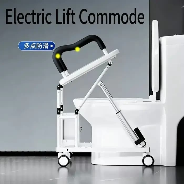 Chaise de toilette électrique à roulettes, tabouret de levage portable, siège de toilette pour personnes âgées, aide à la mobilité pour la salle de bain à domicile.