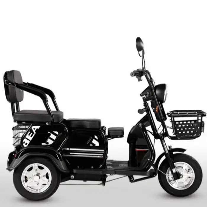 Tricycle électrique à 3 roues pour adultes et passagers, scooter de mobilité, avec siège et panier,