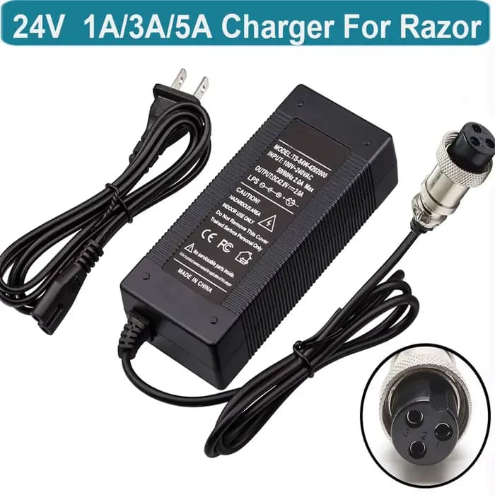 Chargeur de scooter électrique 24V, pour Razor E500, magasin 200, E225S, E325, E325S, E500S, MX350,