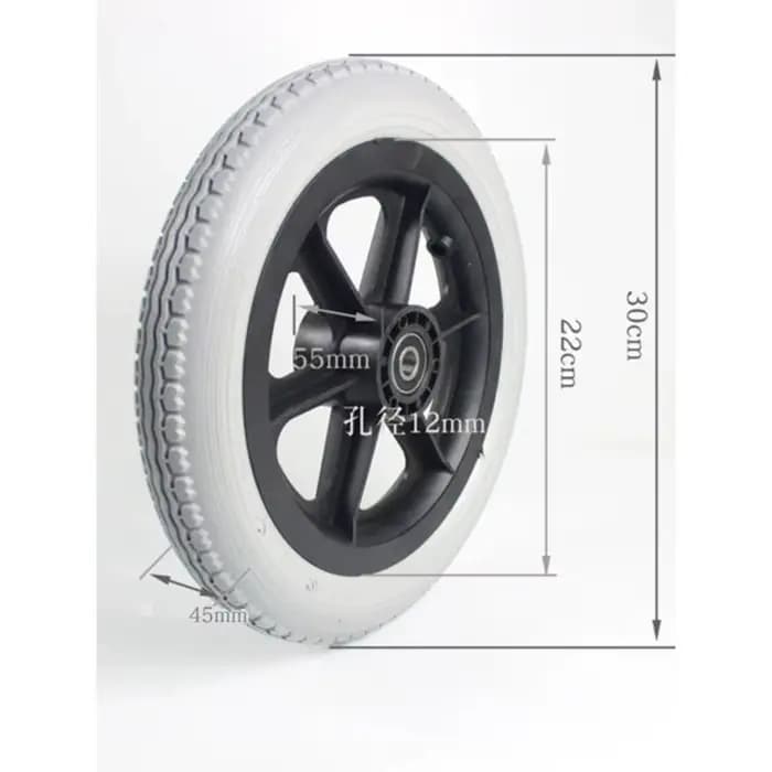 Pneu pour fauteuil roulant solide en polyuréthane de 12 pouces