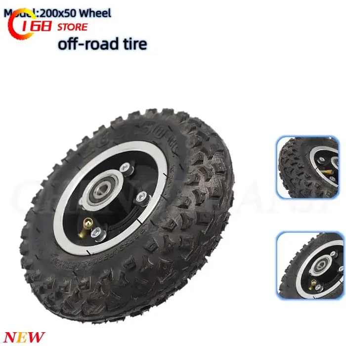Roue pneumatique tout-terrain 200x50 pour fauteuil roulant électrique, chariot à main, avec engrenage d'entraînement et pneus intérieur et extérieur