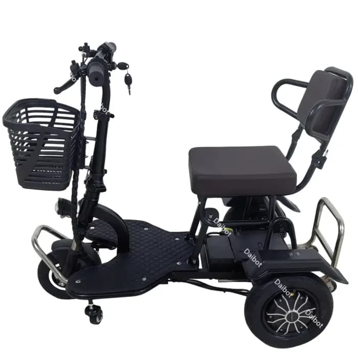 Tricycle électrique pliable à double moteur pour adultes, 3 roues, avec siège amovible, pour longue