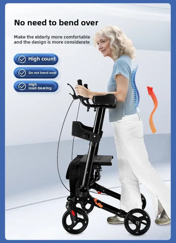 Déambulateur pour personnes âgées, aide à la rééducation, anti-chute, pliable, avec support pour les bras, pour blessures aux jambes