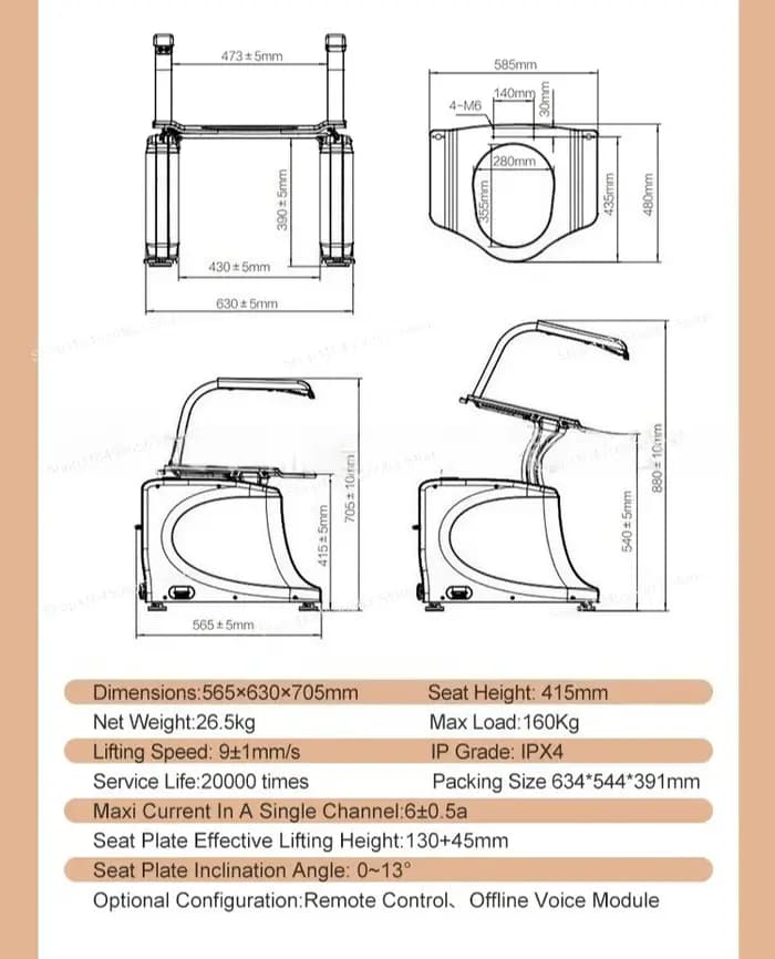 Chaise de toilette électrique avec accoudoirs – Aide à la stationnement et à la levée assistée pour personnes âgées, femmes enceintes, sécurité à domicile et dans la salle de bain